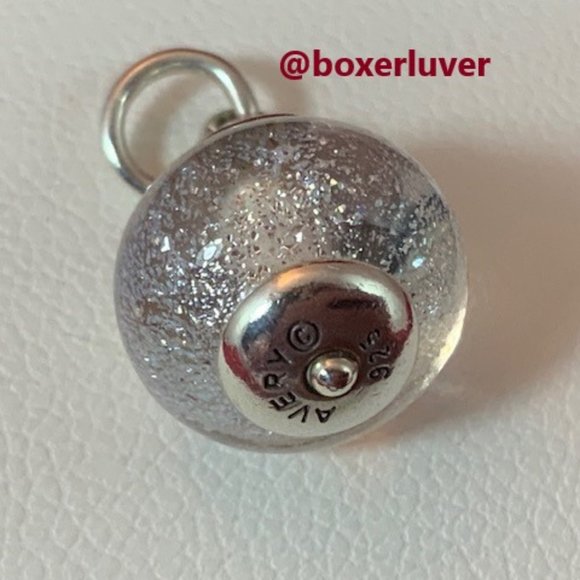 James Avery RETIRED Sterling Silver FAITH Finial Charm White Frosted Glass - Picture 3 of 5